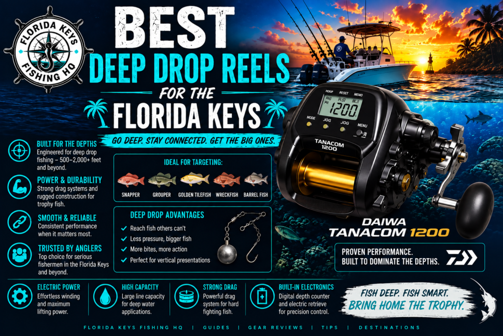 Best deep drop reels for the Florida Keys featuring Daiwa Tanacom 1200