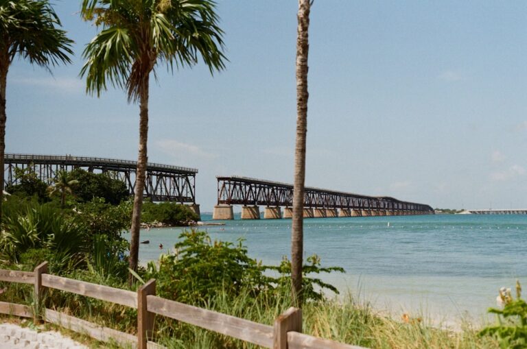 Bridge crossing blue ocean water in the Florida Keys